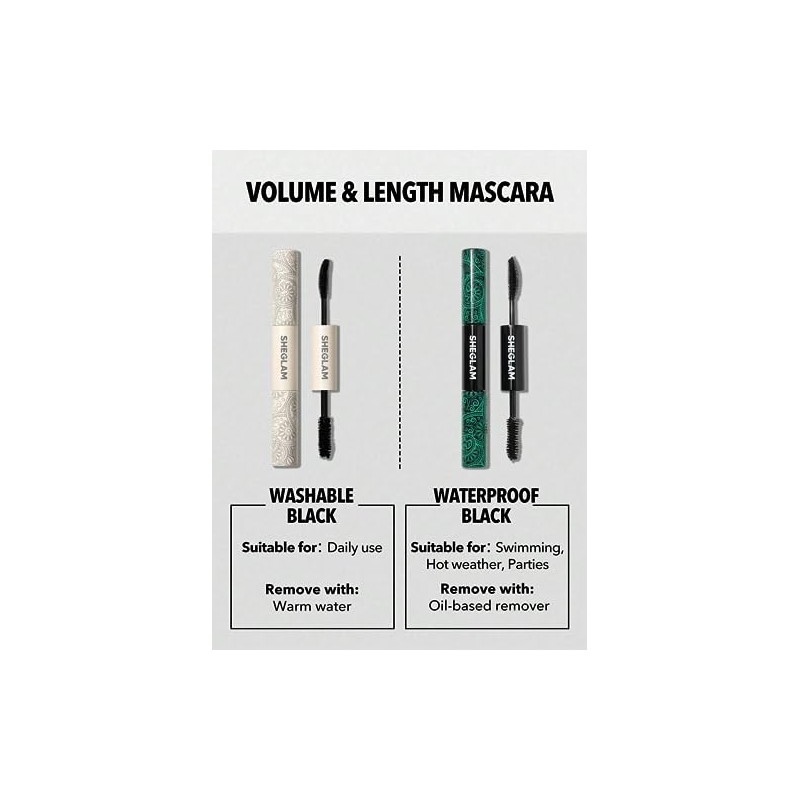 SHEGLAM Máscara de Pestañas 2 en 1 Volumen y Longitud