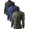 DEVOPS 3 Pack Men's Athletic Turtle Neck Long Sleeve Compression