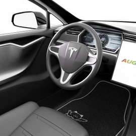 August Auto Universal Fit Cute Cat Carpet Car Floor Mats, Fit for Sedan, SUVs, Truck, Vans,Set of 4(Silver)