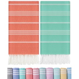 2 Packs Cotton Turkish Beach Towels Swim Towel Compact Oversized Sand Free Quick Dry Thin Luxury Best Organic Linen Toallas De Playa Travel Essentials Camping Blanket Hot Tub Spa Accessories