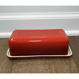 Le Creuset "Cerise" Signature Butter Dish LE CREUSET Stoneware Covered Single Stick Cherry
