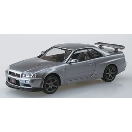 Aoshima Bunka Kyozai 1/32 The Snap Kit Series Nissan R34 Skyline GT-R Nulu Sparkling Silver Color Coded Plastic Model 11-E