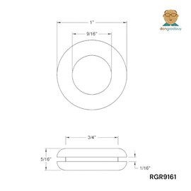 Rubber Grommet Fits 3/4" Hole in 1/16" Thick Panel - Has 9/16" Center Hole - Protects Panel Wires, Hoses - Reduces Vibration - Black SBR Rubber (3)