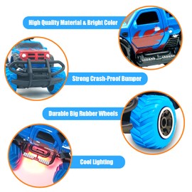 Pup Go Small Monster Truck Remote Control Car for Kids, Mini Fast Off Road Radio Controlled Car, My First RC Car Toy Toddler, Christmas Birthday Gift Age 2 3 4 5 6 7 8 Years Old Boys Girls (Blue)