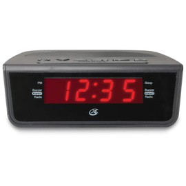 GPX C224B Dual Alarm Clock AM/FM Radio with Red LED Display (Black)
