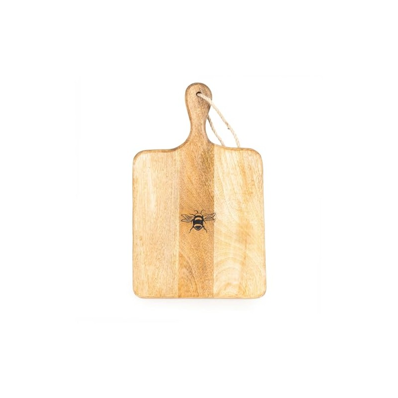 Round Wooden Chopping Board with Bee Design, Natural Wood, Decorative
