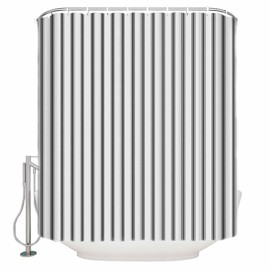 Huotupsine Black Striped Shower Curtain Set - 36" x 78" Washable Bathtub Curtain with 12 Hooks, Black White Stripes Farmhouse Waterproof Fabric Stall Shower Curtains for Bathroom/Bathtub Décor