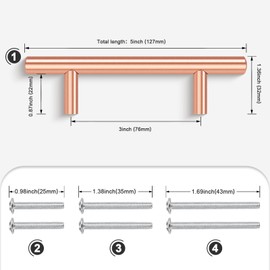 EZRENOVA 10 Pack Rose Gold Cabinet Handles and Knobs - 3 Inch (76mm) Hole Centers Solid Stainless Steel Kitchen Cabinet Hardware Pulls for Drawers, Dressers & Cabinets - Modern Cabinet Handles