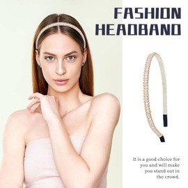 Cinaci 6 Pack Decorative Sparkly Glitter Crystal Rhinestone Headbands Bling Beaded Hair Bands Accessories for Women Girls