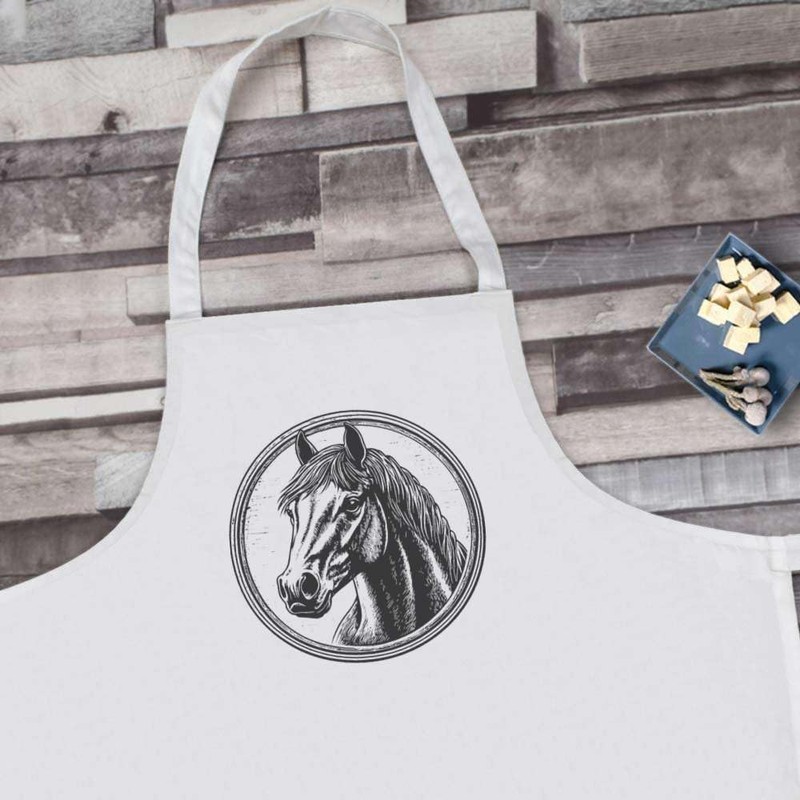 Azeeda 'Horse Portrait with Circle Frame' Unisex Cooking Apron (AP00078273)