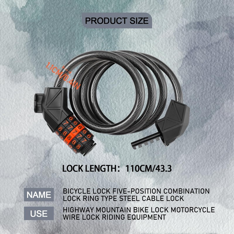 FLOTRUTE Bicycle Lock 110 cm / 11 mm Cable Lock