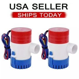 Allzom Two 12V 750GPH Submersible Boat Bilge Pump - 3/4" Hose Outlet, Marine Water Pump