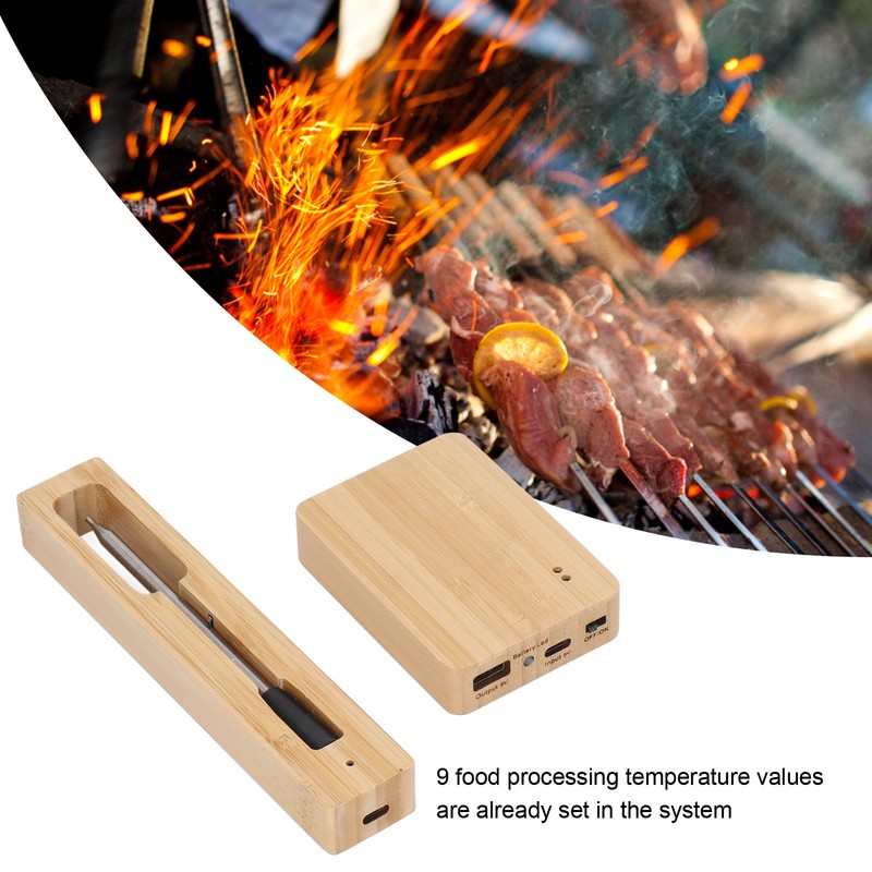 Wireless Meat Thermometer USB Rechargeable 20 Minutes Charging IP67 Waterproof