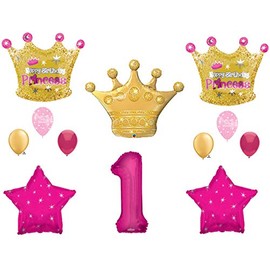 Princess Gold Crown 1st Birthday Party Balloons Decoration Supplies First