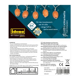 Idena Idena 31245 - LED Lichterkette Ostern mit 10 warm-wei?en LED in naturgetreuen, braunen Oster-Eiern, batteriebetrieben, mit 6 Stunden Timer Funktion, ca. 1,2 m lang, als Deko zur Osterzeit