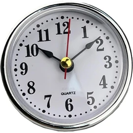 Silver Mini Clock Insert 2-1/2Inch 65mm Round Quartz Movement Clock White Face Golden/Silver Tone Arabic Numerals Clock Head Clock Movement Clock Hardware