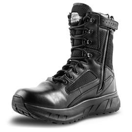 TACTICAL RESEARCH TR MAXX 8Z 8" Ultra-Cushioned Maximalist Black Tactical Boots for Men with Zipper - Designed for Police, EMS, and Security with Slip-Resistant Vibram Outsole, Black - 6.5 W