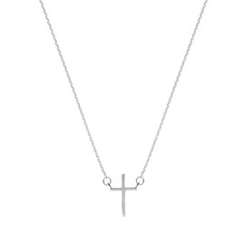 Silverly Women's 925 Sterling Silver Cross Thin Rolo Chain Necklace, 16 + 0.5" Extender