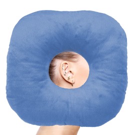 Ear Piercing Pillow for Side Sleepers with Ear Hole, Donut Pillow for CNH and Ear Pain Ear Inflammation Pressure Sores, Ear Guard Pillow (Blue)