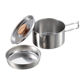 Captain Stag UH-4207 Barbecue Pot, Stainless Steel, One-Handed Pot, 4.7 inches (12 cm), Medium Plate Included