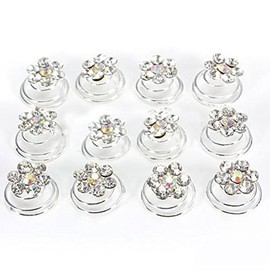 Bluelans® 12 X Spiral Twist Crytal Bridal Wedding Clip Hair Pins (Flower Swirl Pins)