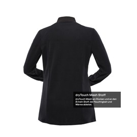 strongAnt Chef's Jacket Women's Long-Sleeved Stretch with Press Studs Chef Uniform, Black / dry mesh