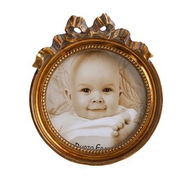 Kangce Antique Picture Frames 3.5x3.5 Round Picture Frames Vintage Picture Frames Small Picture Frames Embossed and Beaded Victorian Picture Frame Decorative Picture Frames in Bronze, Brass
