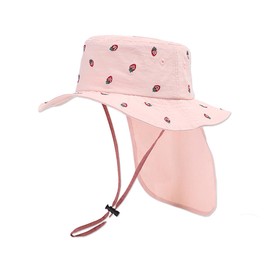 LACUPES Kids' Sun Shade, UV Hat, Kids' Hat, UV Protection, Rain or Shine, Sun Protection, Sun Protection, With Sauce, Unisex, Pink