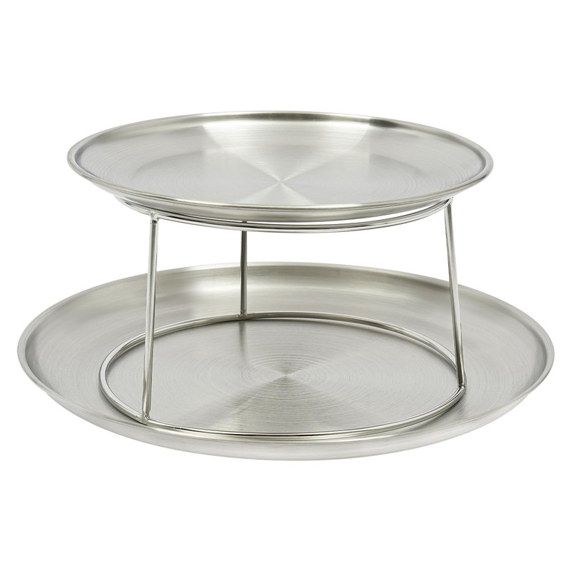 DYNAMI 2-Tier Seafood Tower Set,2pcs Thickened Stainless Steel Seafood Tray(10in+8in)