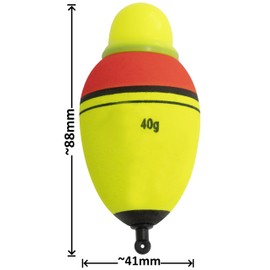 AERZETIX - C68869 - Float Plug, Bright 40 g - Red and Green - for Fishing Predatory Fish Pike Zander Catfish Trout - Length 88 mm - Diameter 41 mm - Hook Fishing Rod Fish