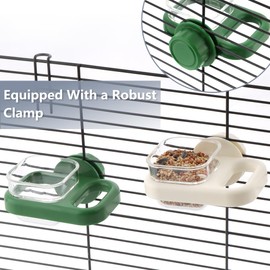 3 Pack Bird Cage Feeder Portable Bird Plastic Feeding Dish Cup Detachable Bowl with Perch for Parakeet Budgies Cockatiel Lovebird Small Birds (Square Cup)