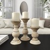 Deco 79 Mango Wood Decorative Candle Holder Turned Style Pillar
