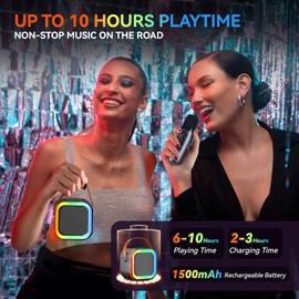 Karaoke Machine for Kids Adults, Portable Bluetooth Mini Karaoke Microphone Singing Speaker with 2 Wireless Mic and Light,Toys for All Smartphones,Birthday, Family,Home Party (Space Gray)