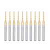 sourcing map 10Pcs 1.5mm Titanium Coat Carbide End Mill Engraving