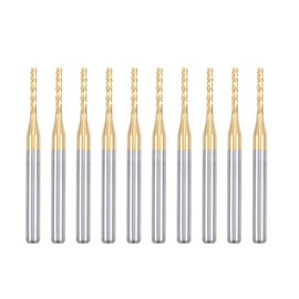 sourcing map 10Pcs 1.5mm Titanium Coat Carbide End Mill Engraving Milling Cutter CNC Router Bits for PCB Machine, 1/8" Shank