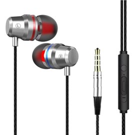 3.5mm Wired Headphone, Earphones with Microphone, Wired Earbuds, Wired In-ear Headphones with Pure Sound and Powerful Bass, Lightweight Wired Earphones with Microphone and Volume Control (Silver)