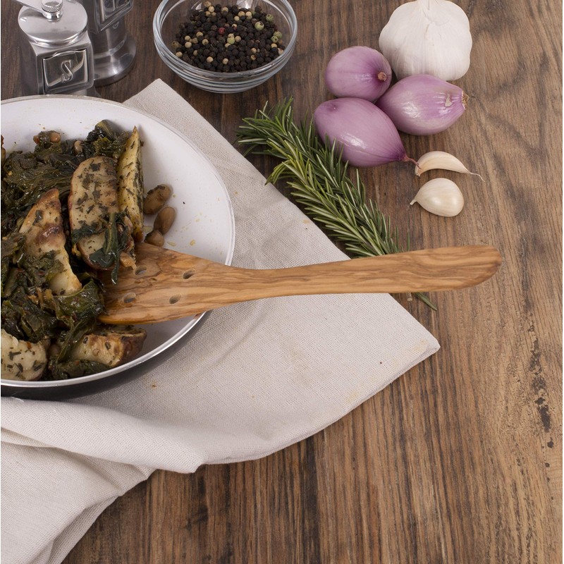 Eddingtons Italian Olive Wood Pierced Spatula, 12-Inch