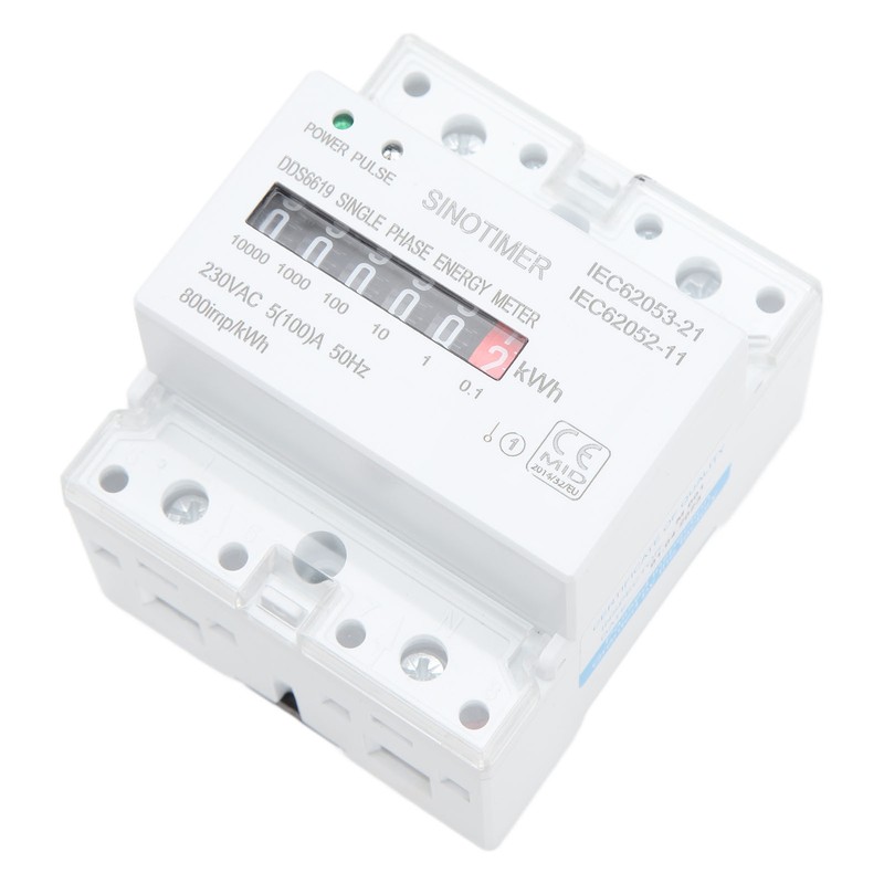 Electricity Watt Hour Meter Dual Color LED Indicator Rail Mount