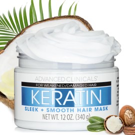 Advanced Clinicals Keratin Hair Mask, Hair Pack, Non-sticky, Advanced Clinicals, Large Capacity, 12.0 oz (340 g)
