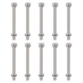 TA-VIGOR 10Pcs M6 x 75mm Hex Head Screws Bolts, Nuts, Flat & Lock Washers Kits, Fully Thread Hexagon Bolts, High Tensile Cap Screws for Metal Work, Automotive Machinery, Bike Motorcycles Repair