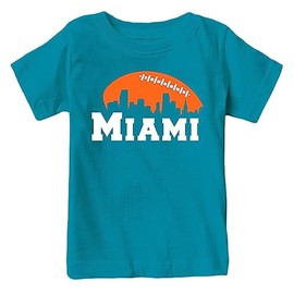 Xtreme Apparrel Miami Football Skyline Kid's Fan T-Shirt (Tropical Blue Shirt, 4T)