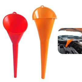 Anyhut 2 PCS Multi-Purpose Long Neck Oil Funnels, Flexible Plastic Funnel for Automotive Oils, Lubricants, Engine Oils, Water, Diesel, Fuel, Kerosene, and Other Liquids (1 Red + 1 Orange)