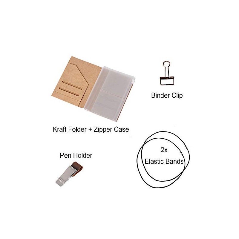 Passport Size Travelers Notebook Accessories Kit - Kraft File Folder,