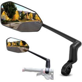 Xnito Handlebar Bike Mirror 1-Pcs, Large HD Field Of Vision, Aluminum Alloy Bike Mirror Handlebar Mount, Adjustable and Rotatable, Anti-shake Bicycle Rear View Mirror, Ebike accessories (Left)