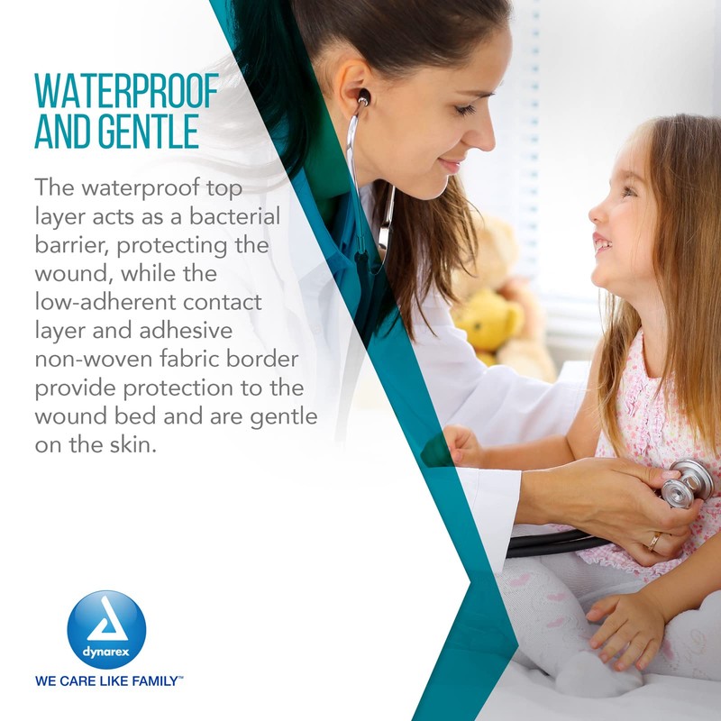 Dynarex DynaGuard Waterproof Dressings, Sterile, Four-Layer Composite Dressing, Protects and