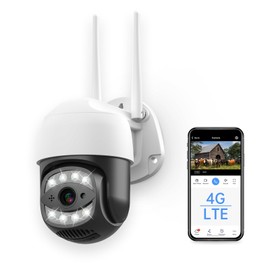 SECUEYE APP 4MP Cellular Camera 3G/4G LTE Outdoor Security Pan/Tilt/Zoom Color Night Vision Human Detection Automatic Tracking IP65 Waterproof 24/7 Recording (C17HN-4G)