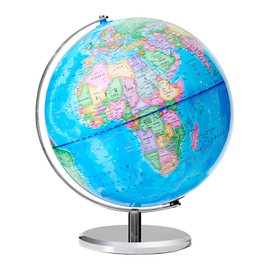 BSHAPPLUS 13" World Globe for Kids, Classroom Globe for Education & Decoration with Stable Heavy Metal Base, HD Waterproof Printed & Rewritable Surface