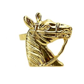 Yalulu Napkin Rings, Pack of 6 Horse Head Metal Napkin Buckle Holder Dining Table Setting for Wedding, Dinner, Hotel Table Decor (Gold)