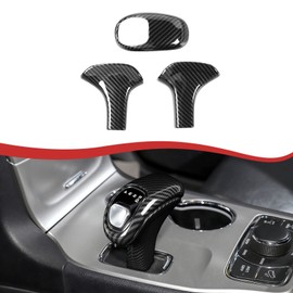 Jimen Compatible with Jeep Grand Cherokee 2014-2015, 3PCS Gear Shift Knob Cover Trim (Carbon Fiber)