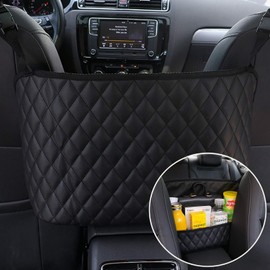 Car Pocket Handbag Holder,Leather Seat Back Organizer Mesh Large Capacity Bag, Driver Storage Netting Pouch,Barrier of Backseat Pet Kids,Handbag Holder Between The Two Seats of The Car